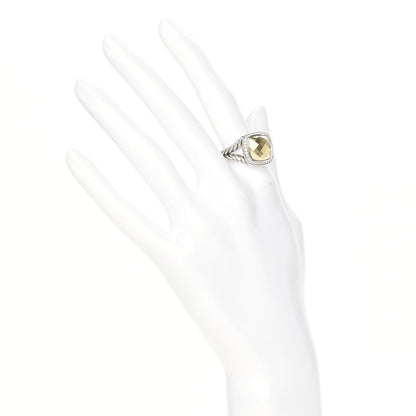 David Yurman Sterling Silver 18K Yellow Gold Diamond 11mm Albion Ring 57 8 2 of 4