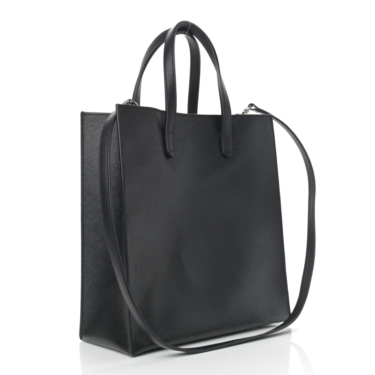 Textured Coated Canvas Stargate Shopper Tote Black