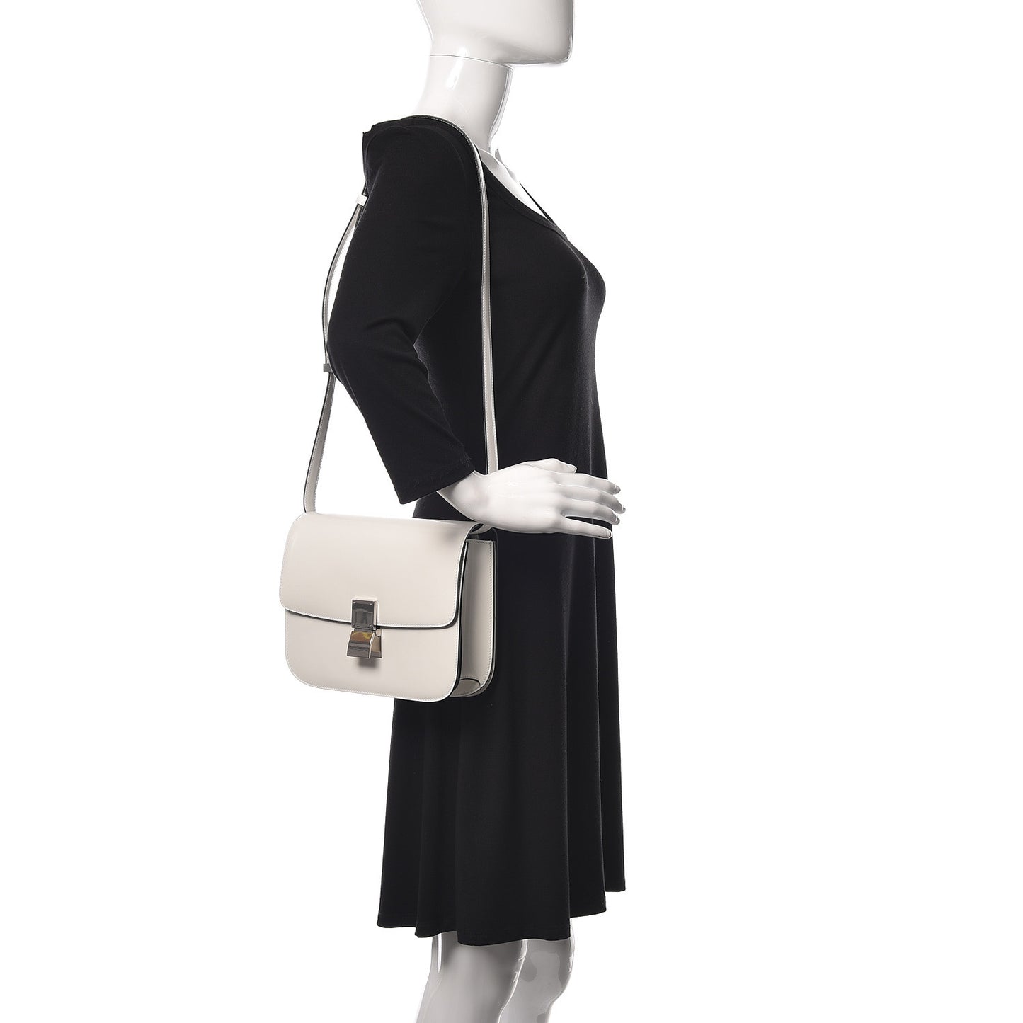 Spazzolato Calfskin Medium Classic Box Flap Bag Optic White