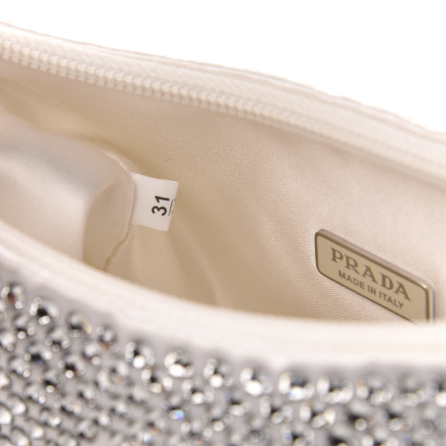 Satin Crystal Mini Re-Edition 2000 Bag White