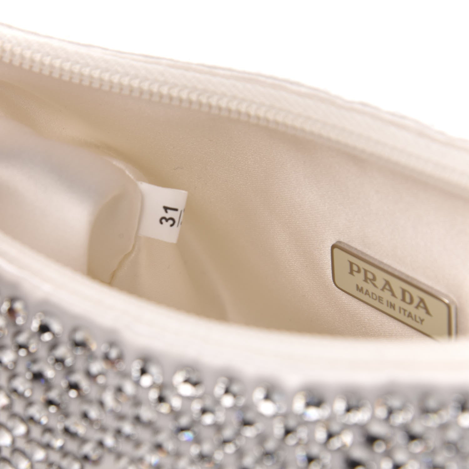 Prada Satin Crystal Mini Re-Edition 2000 Bag White 7 of 13