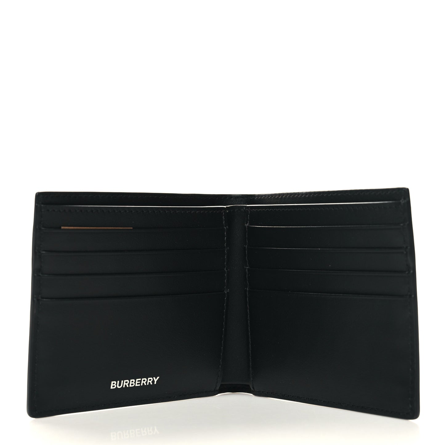 Calfskin Embossed TB Print Bi-Fold Wallet Black White