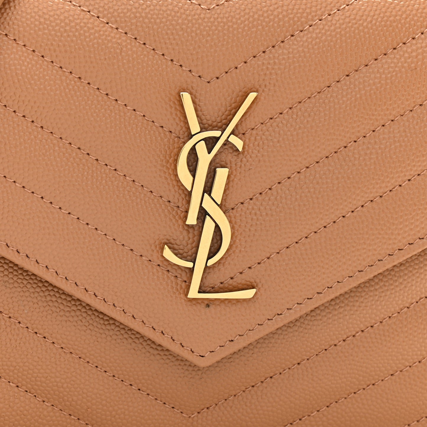 Grain De Poudre Matelasse Chevron Monogram Envelope Chain Wallet Dune