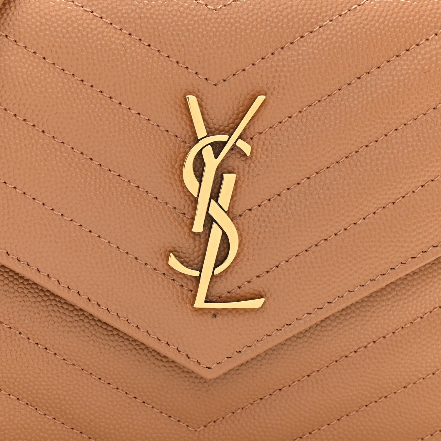 Saint Laurent Grain De Poudre Matelasse Chevron Monogram Envelope Chain Wallet Dune 8 of 10