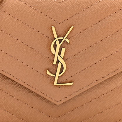 Saint Laurent Grain De Poudre Matelasse Chevron Monogram Envelope Chain Wallet Dune 8 of 10
