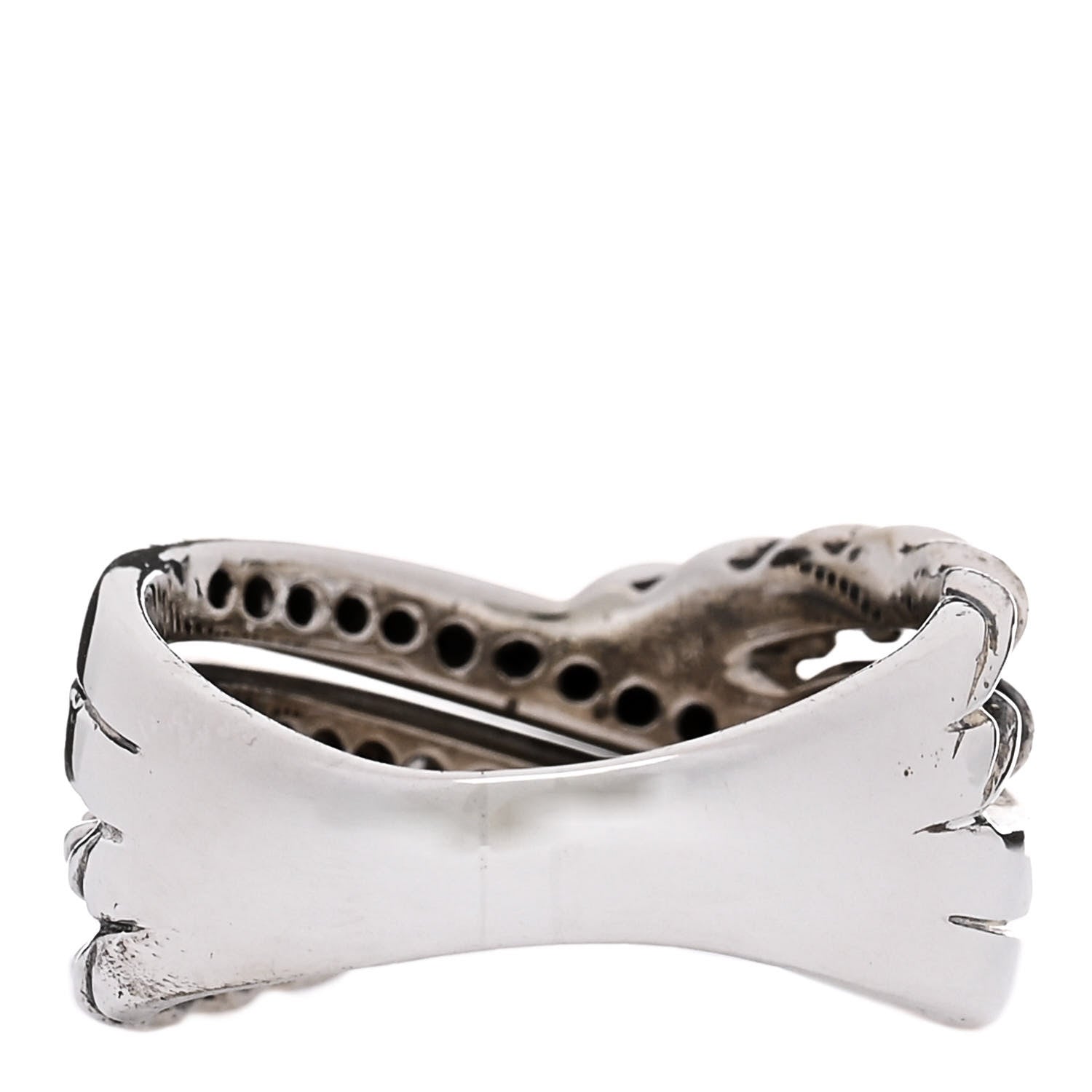 David Yurman Sterling Silver Diamond Black Diamond 11mm Crossover Ring 54 6.75 3 of 4