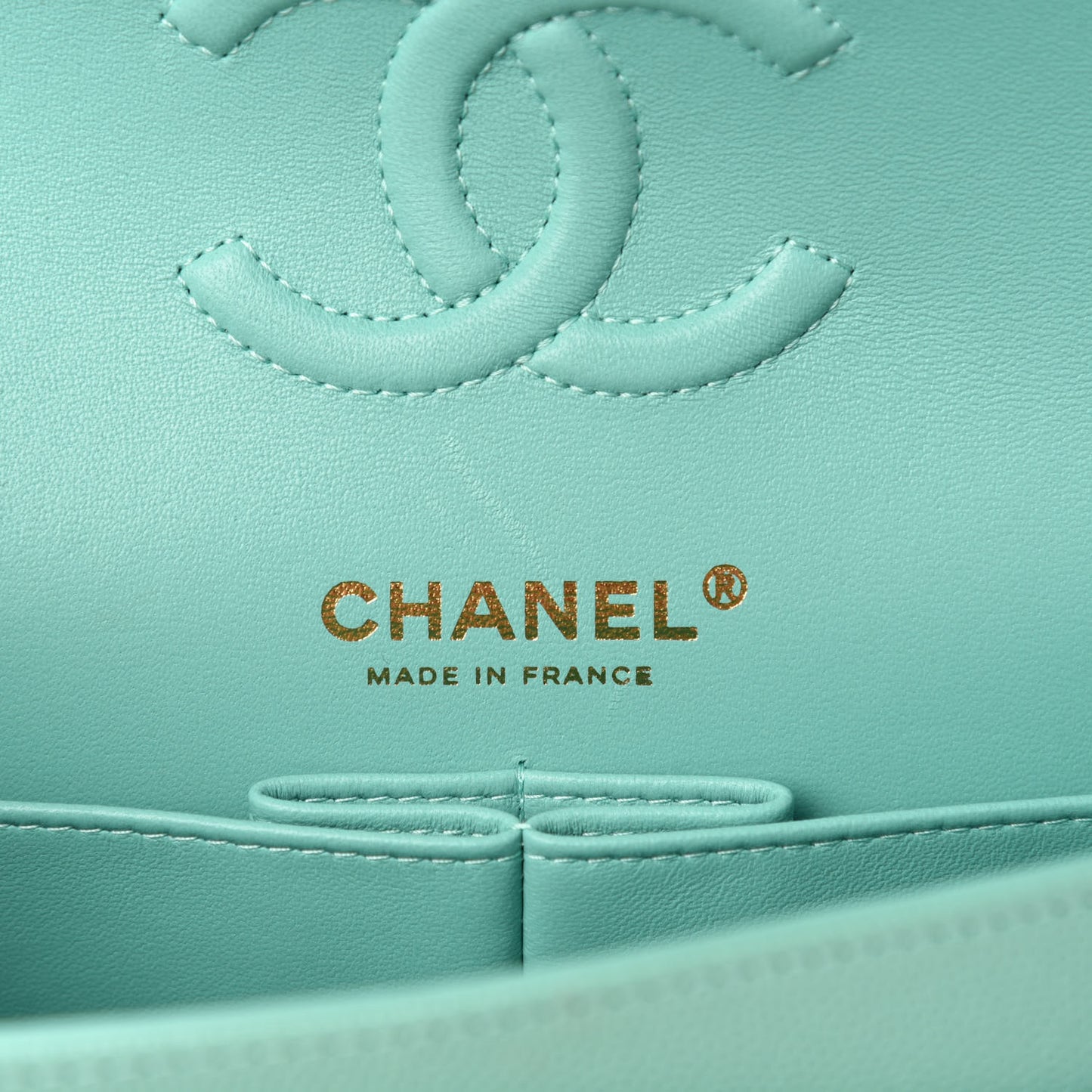 Caviar Quilted Small Double Flap Light Green