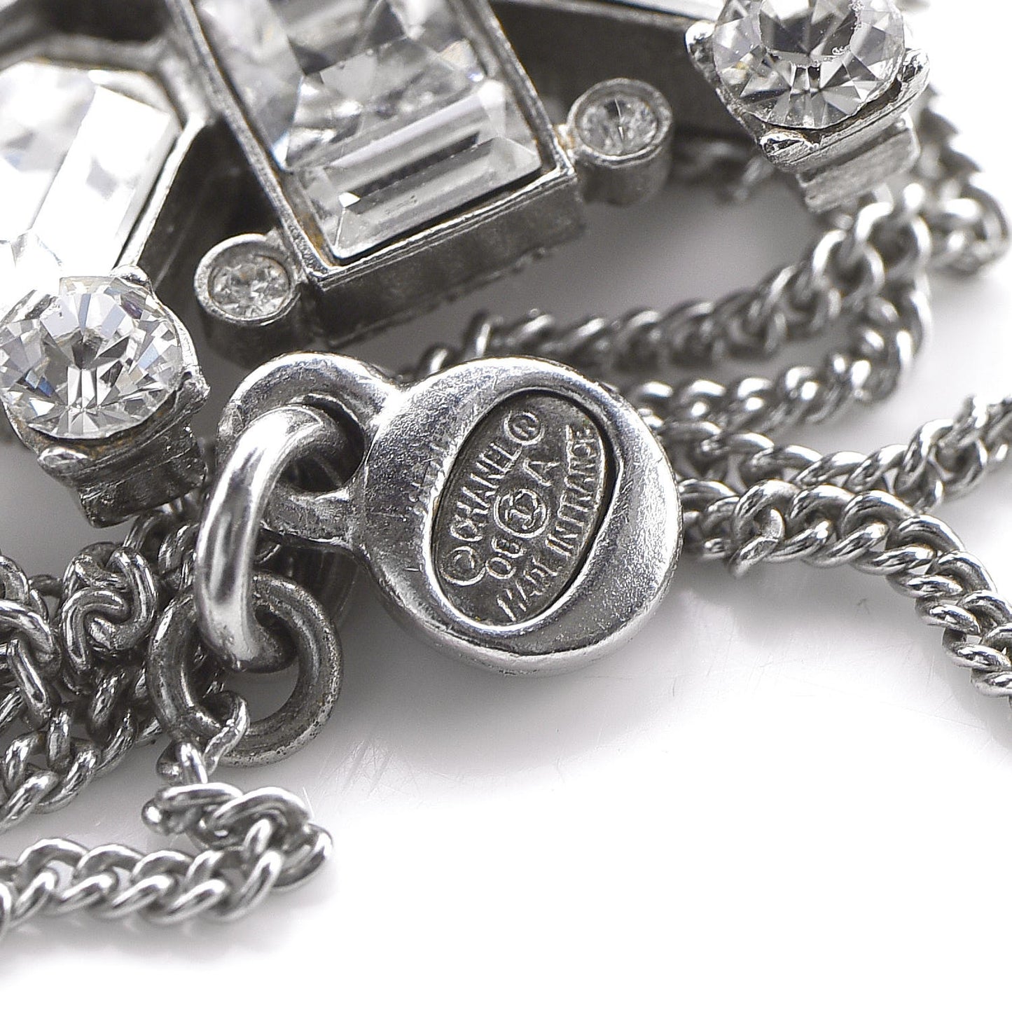Crystal Baguette Necklace Silver