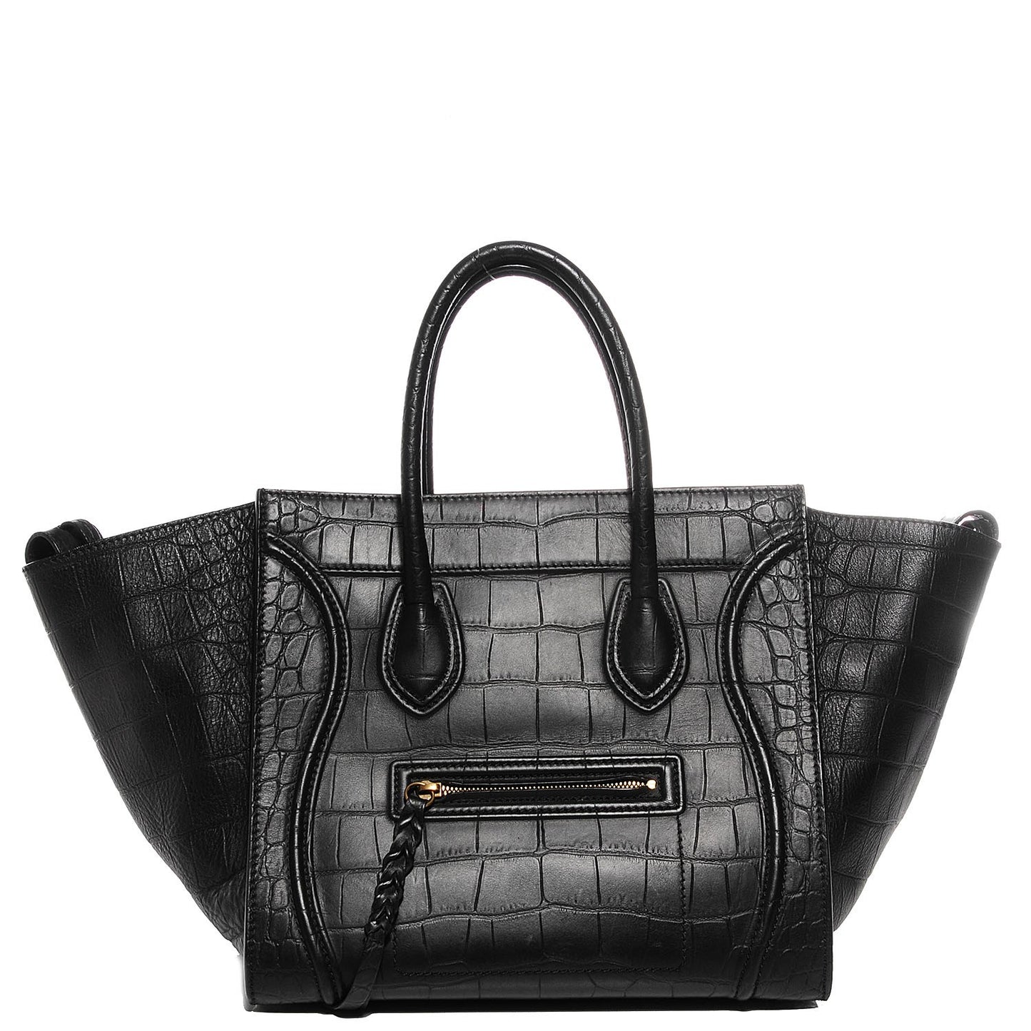 Crocodile Embossed Medium Phantom Luggage Black