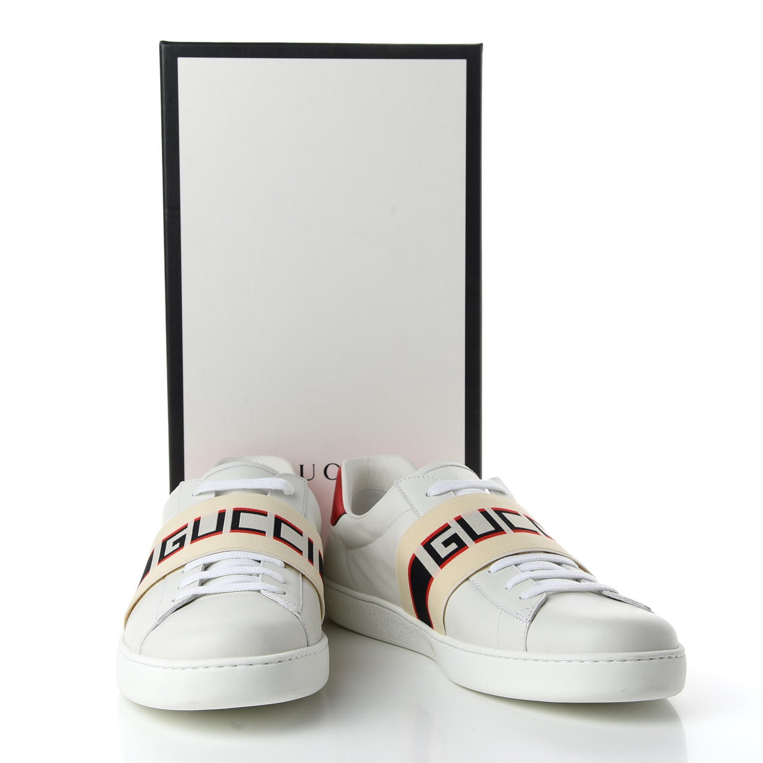Gucci Calfskin Stripe Mens New Ace Sneakers 12 White Ecru Red Flame 11 of 11
