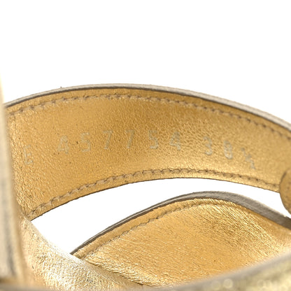 Saint Laurent Glitter Calfskin Tribute 105 Platform Sandals 38.5 Gold 6 of 9