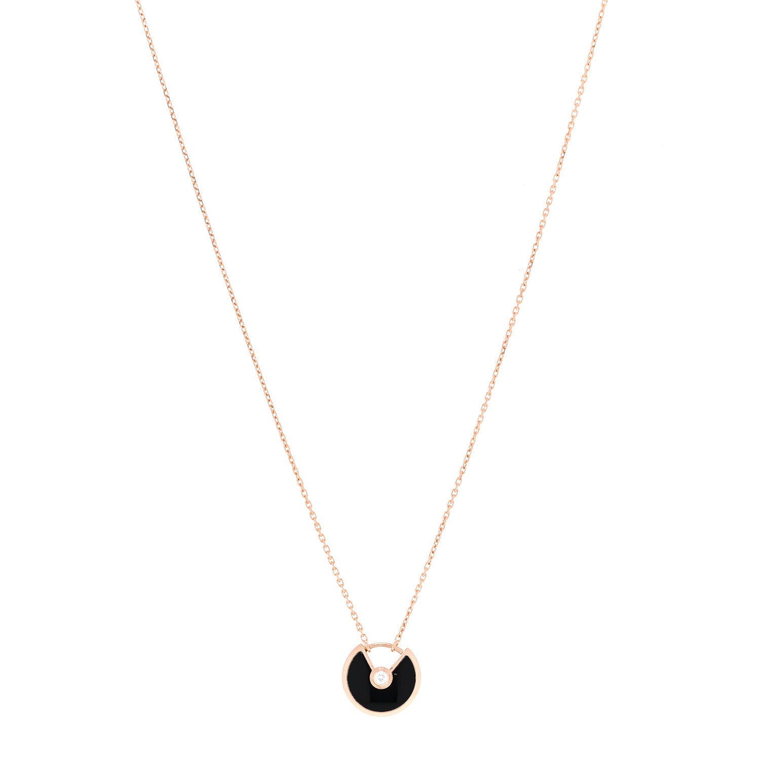 Cartier 18K Pink Gold Diamond Black Onyx XS Amulette de Cartier Pendant Necklace 1 of 5