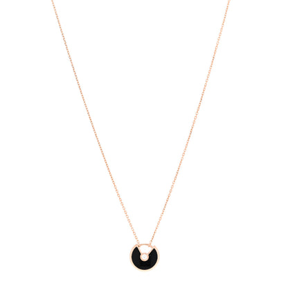 Cartier 18K Pink Gold Diamond Black Onyx XS Amulette de Cartier Pendant Necklace 1 of 5