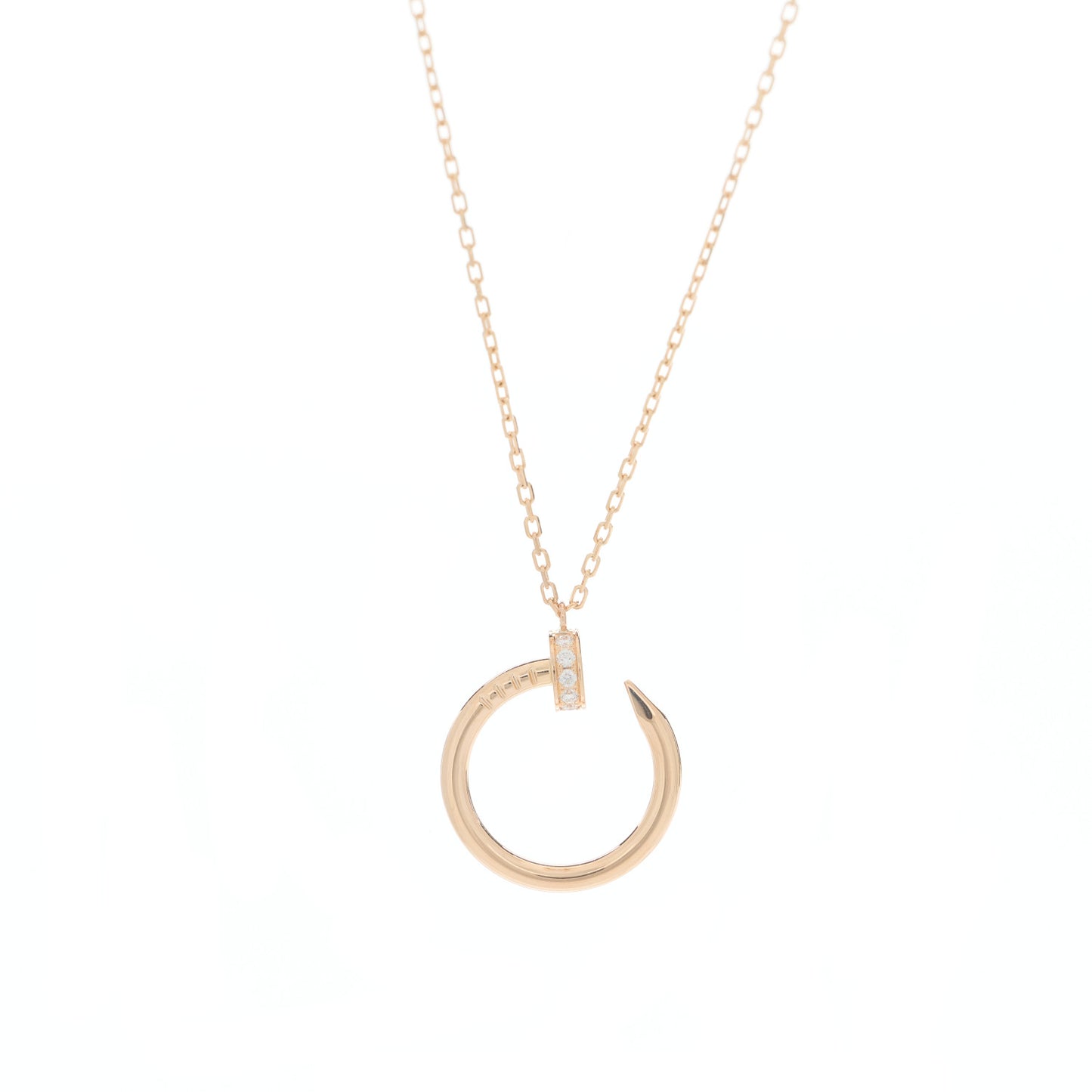 18K Pink Gold Diamond Juste Un Clou Paved Pendant Necklace