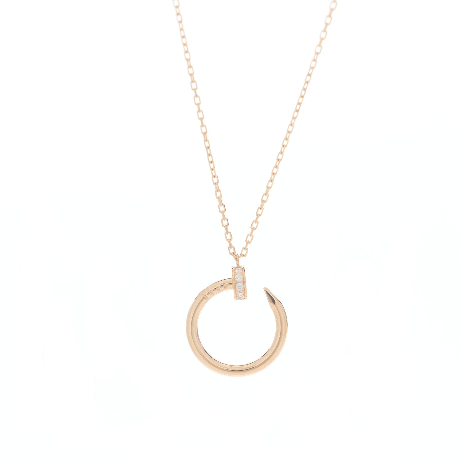 Cartier 18K Pink Gold Diamond Juste Un Clou Paved Pendant Necklace 5 of 7