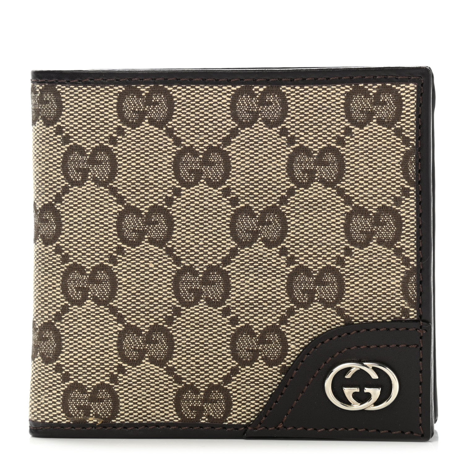 Gucci Monogram Britt Bi-Fold Wallet Dark Brown 1 of 8