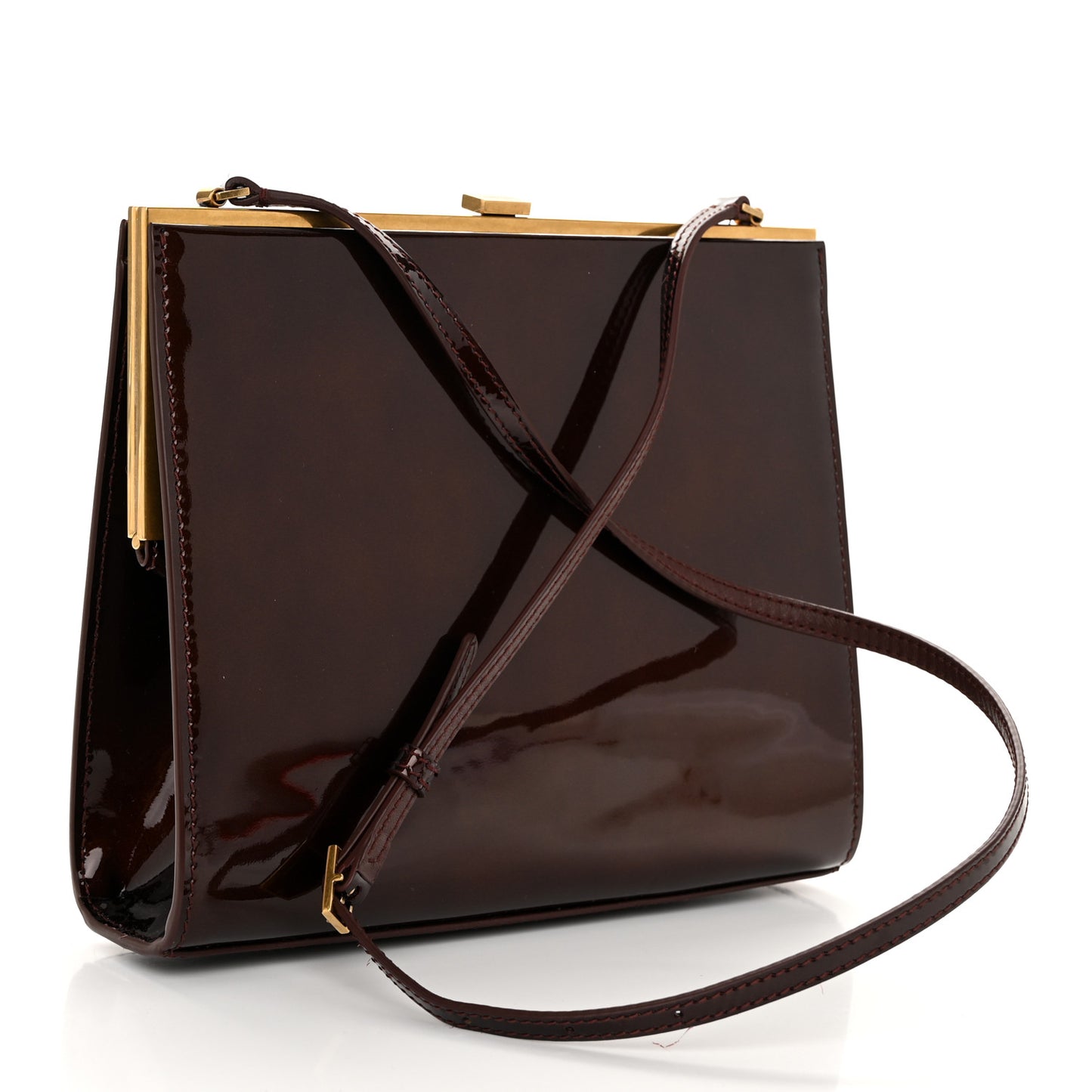 Patent Calfskin Small Le Anne-Marie Shoulder Bag Strong Espresso