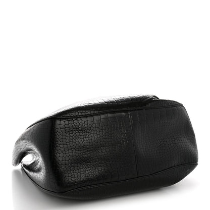 Alaia Calfskin Crocodile Embossed Bucket Bag Black 5 of 14