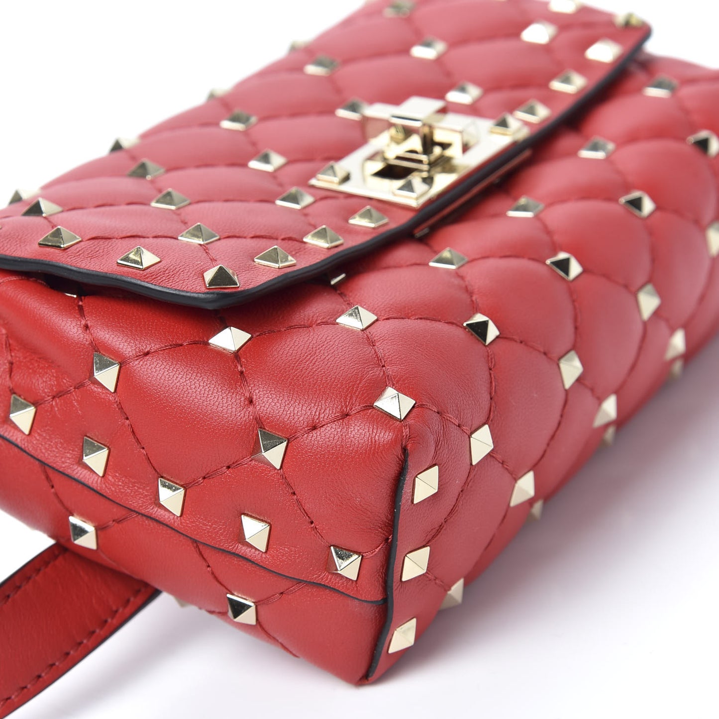 Nappa Rockstud Spike Belt Bag Rouge Pur