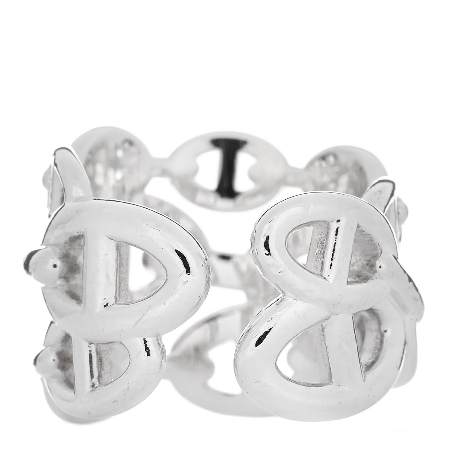 Hermes Sterling Silver GM Chaine d'Ancre Enchainee Band Ring 59 8.75 3 of 6