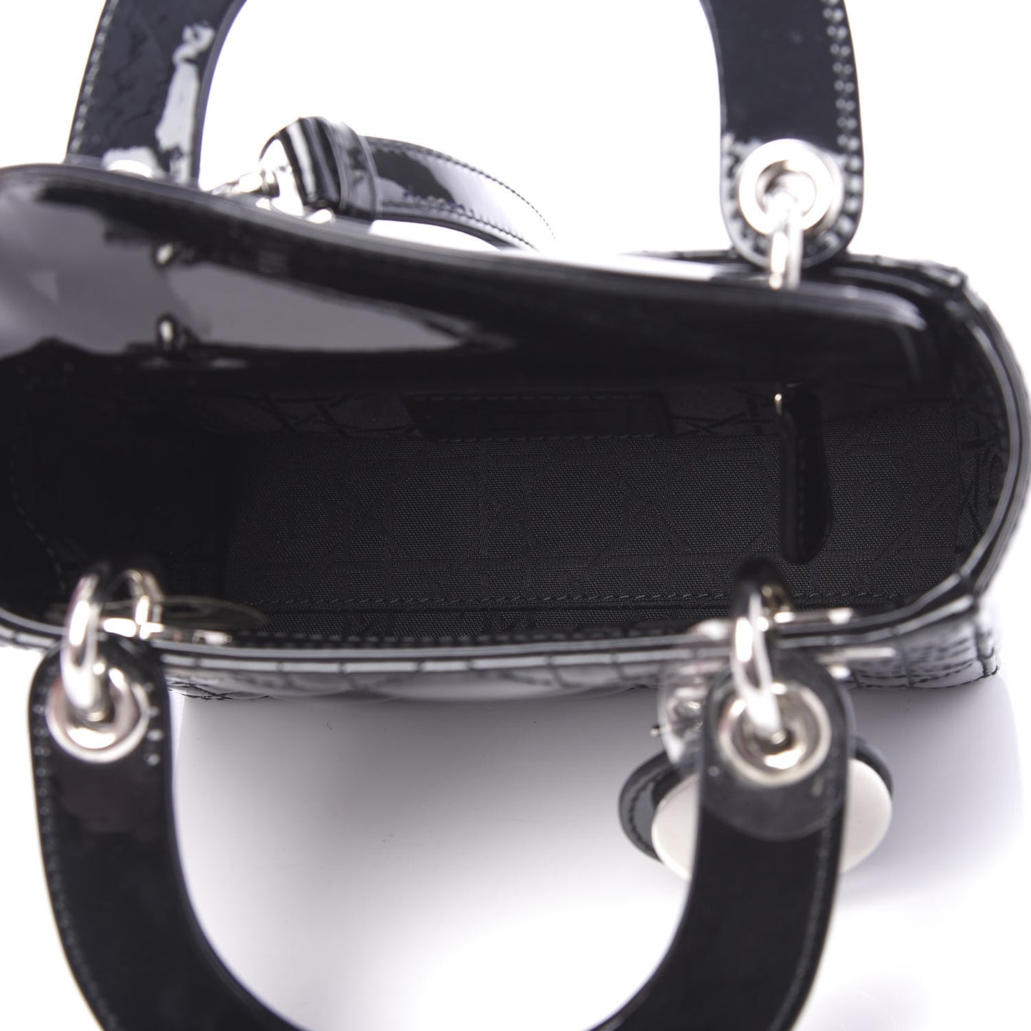 Patent Cannage Mini Lady Dior Black