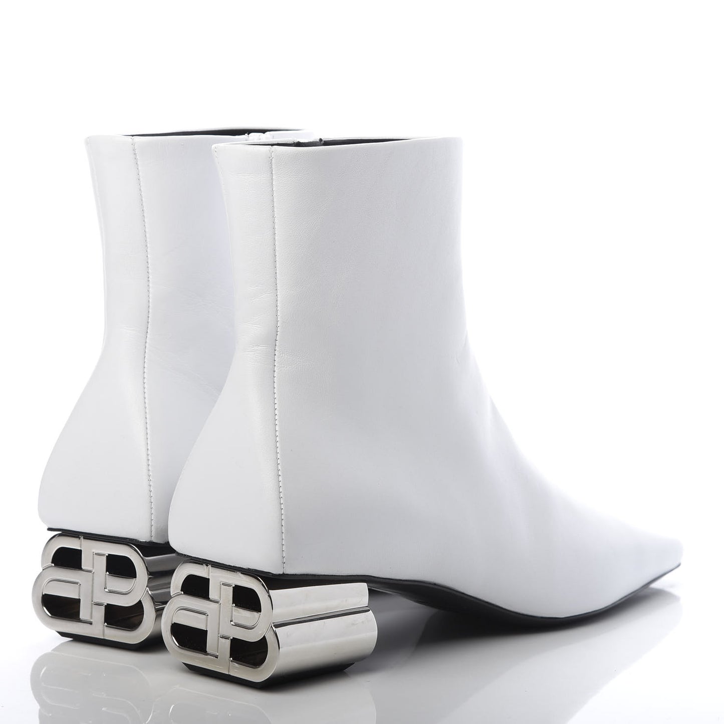 Shiny Sheepskin Typo Ankle Booties 39 White