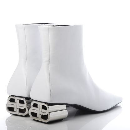 Balenciaga Shiny Sheepskin Typo Ankle Booties 39 White 4 of 11