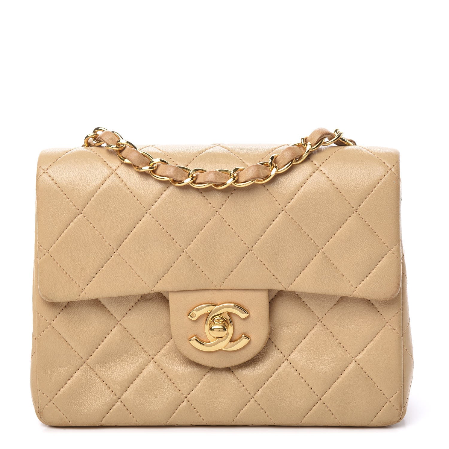 Chanel Lambskin Quilted Mini Square Flap Beige 1 of 18
