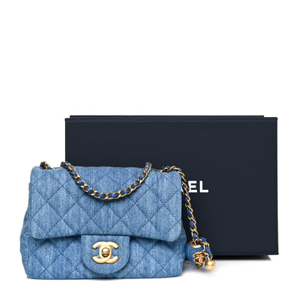 Chanel Denim Quilted Mini Pearl Crush Flap Blue 14 of 14