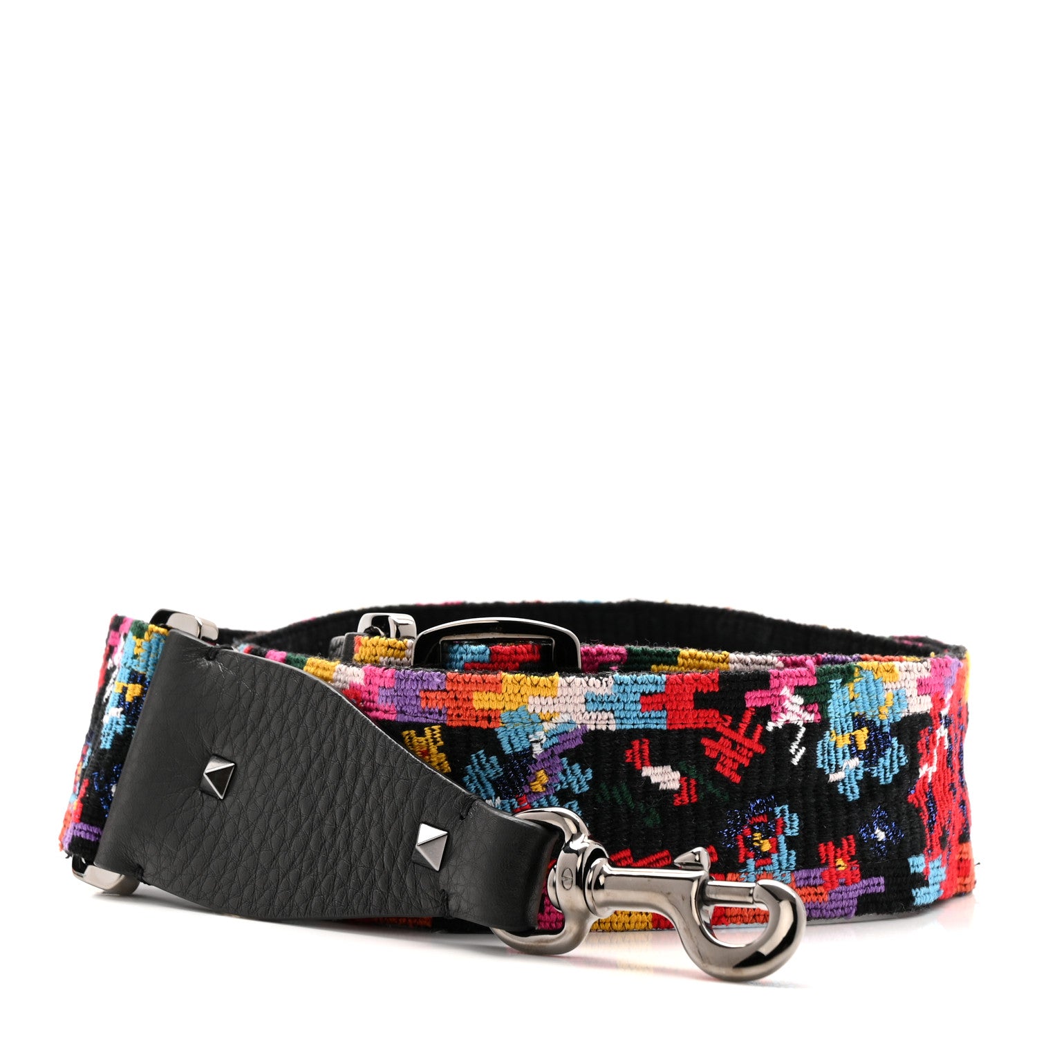 Valentino Garavani Canvas Native Couture 1975 Embroidered Rockstud Guitar Strap Multicolor 1 of 3