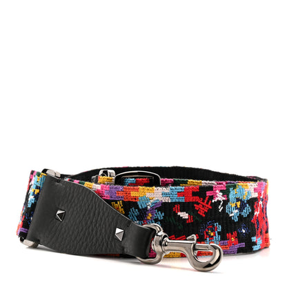 Valentino Garavani Canvas Native Couture 1975 Embroidered Rockstud Guitar Strap Multicolor 1 of 3