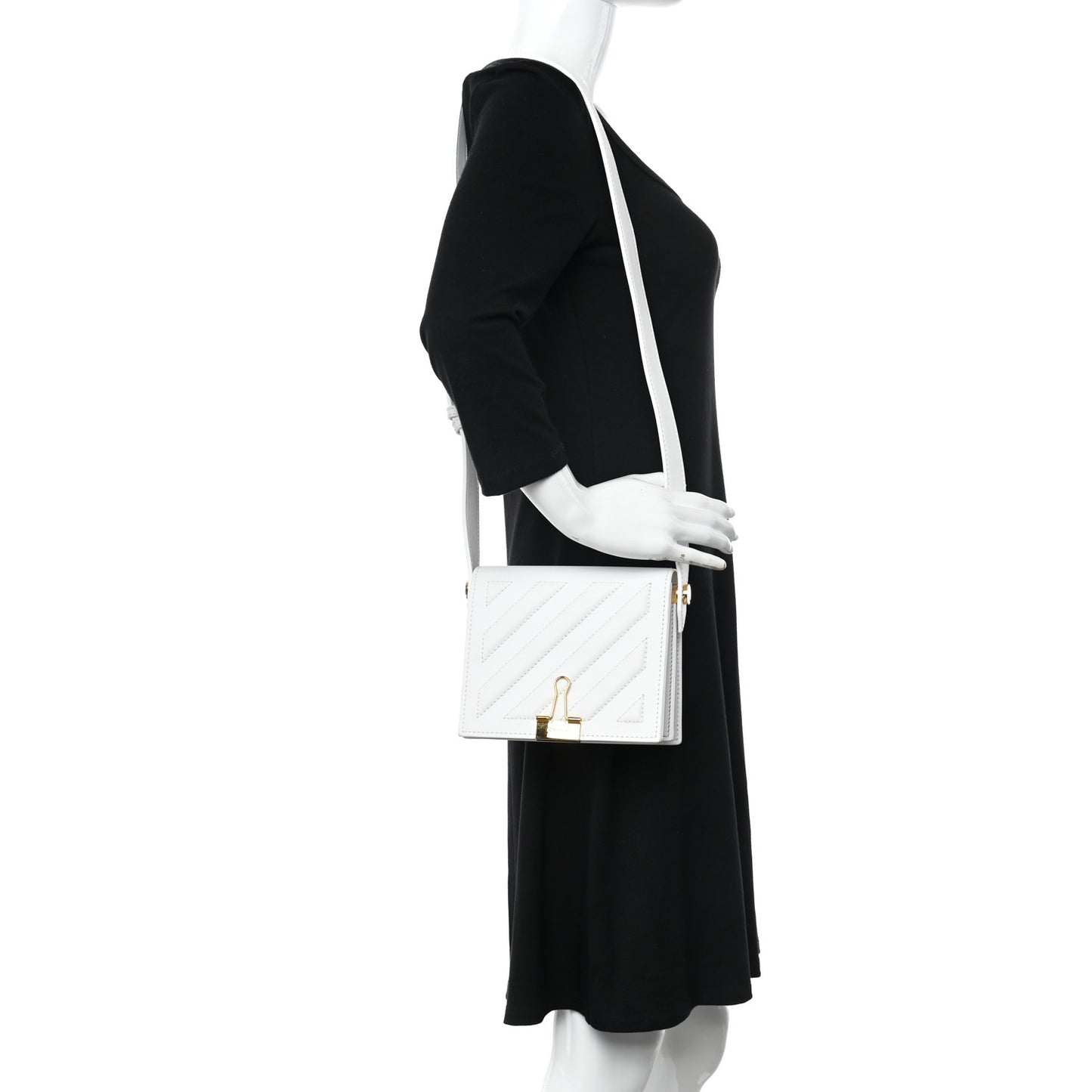 Calfskin Diag Binder Flap Bag White