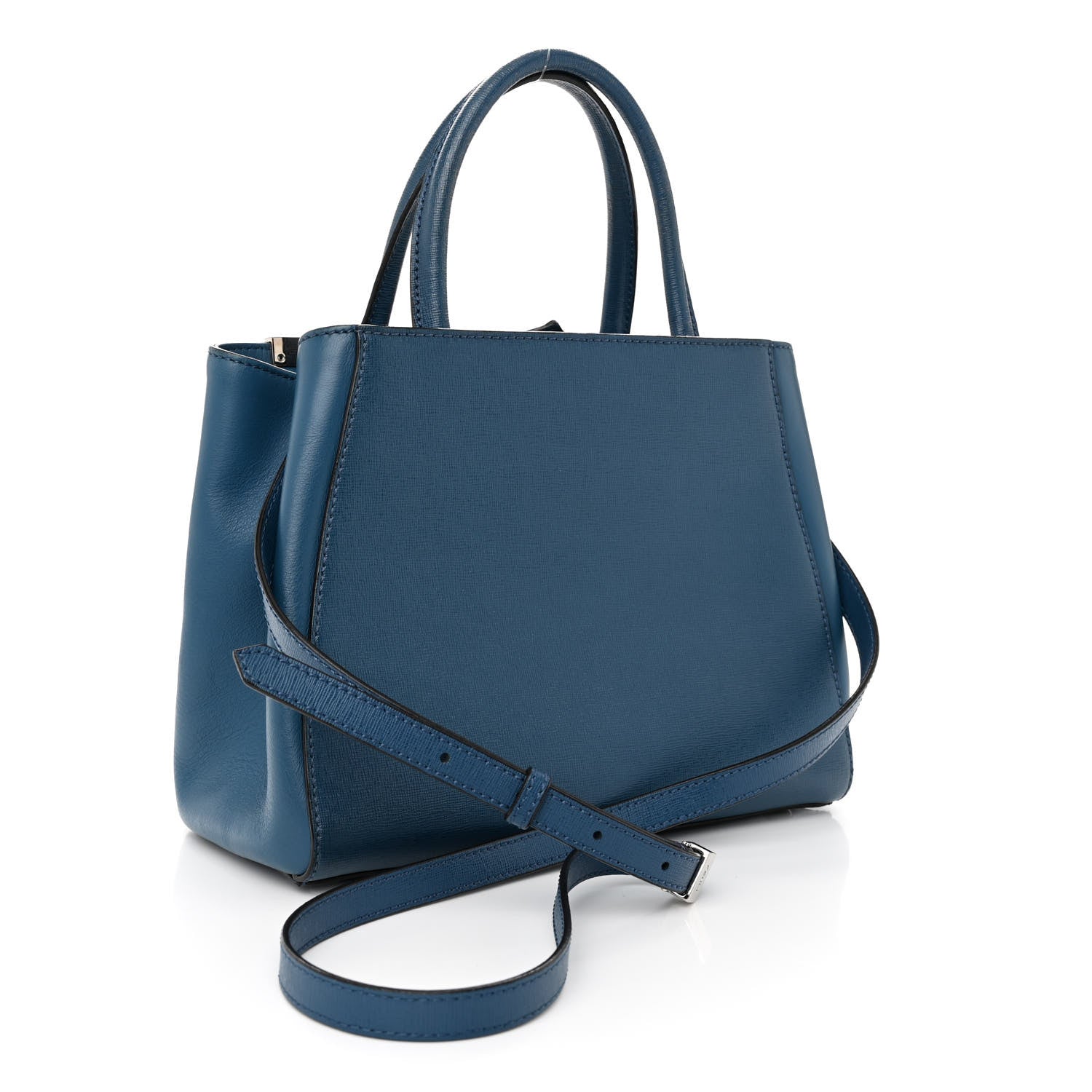 Fendi Vitello Elite Petite 2Jours Tote Blue Cobalto 3 of 14