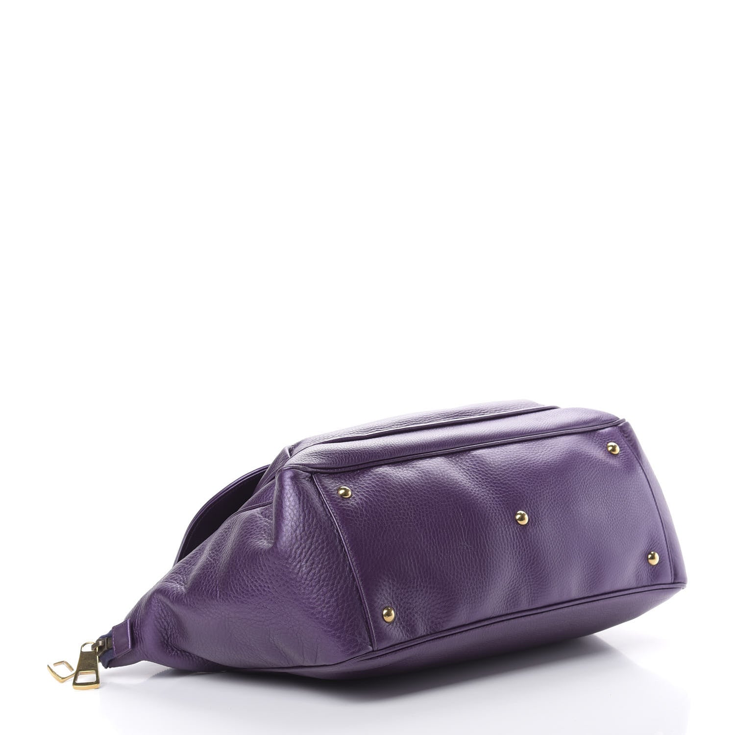 Gucci Metallic Pebbled Calfskin Medium 1973 Top Handle Satchel Purple 4 of 14