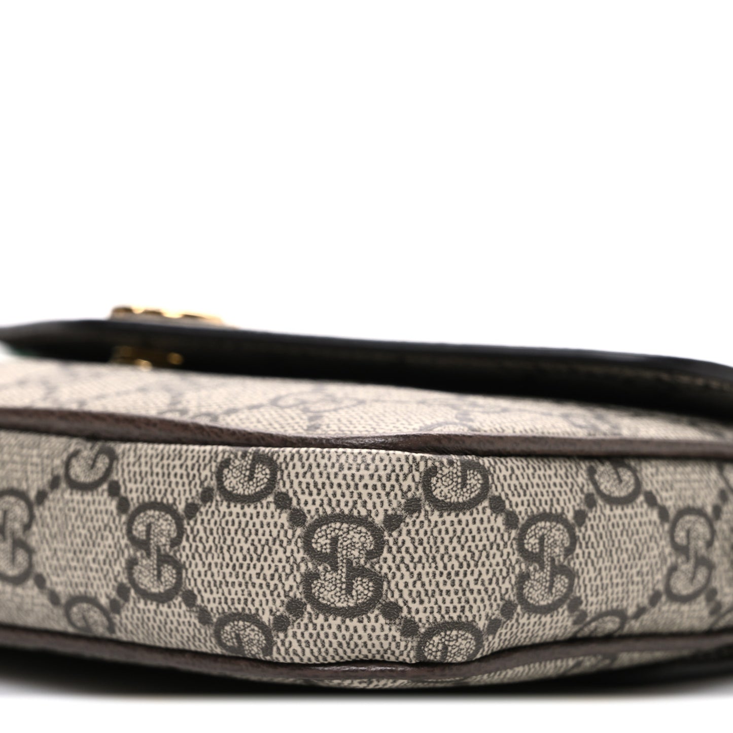 GG Supreme Monogram Textured Dollar Calfskin Web Mini Ophidia Envelope Shoulder Bag Beige Ebony New Acero