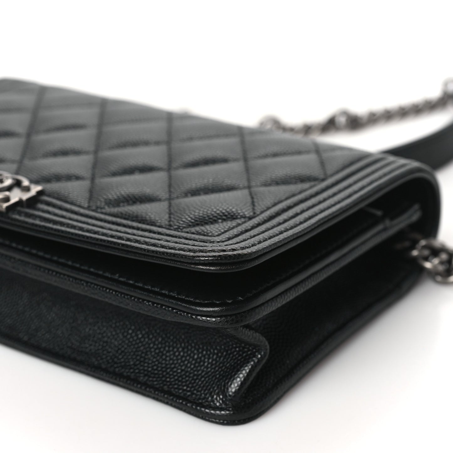 Caviar Quilted Boy Wallet On Chain WOC Black