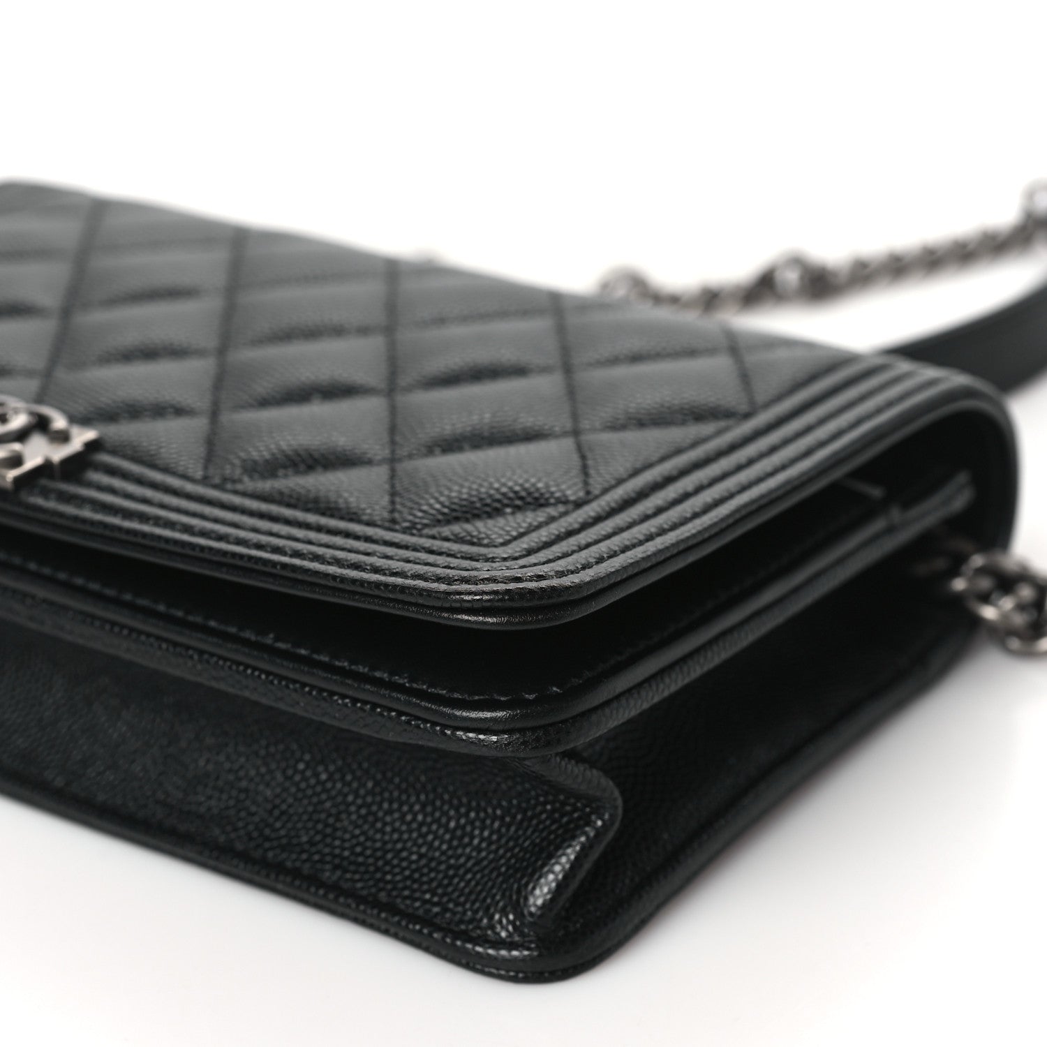 Chanel Caviar Quilted Boy Wallet On Chain WOC Black 10 of 11