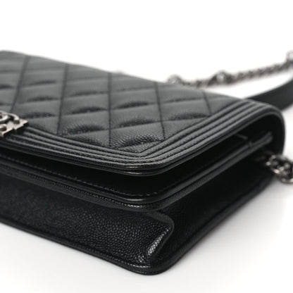 Chanel Caviar Quilted Boy Wallet On Chain WOC Black 10 of 11
