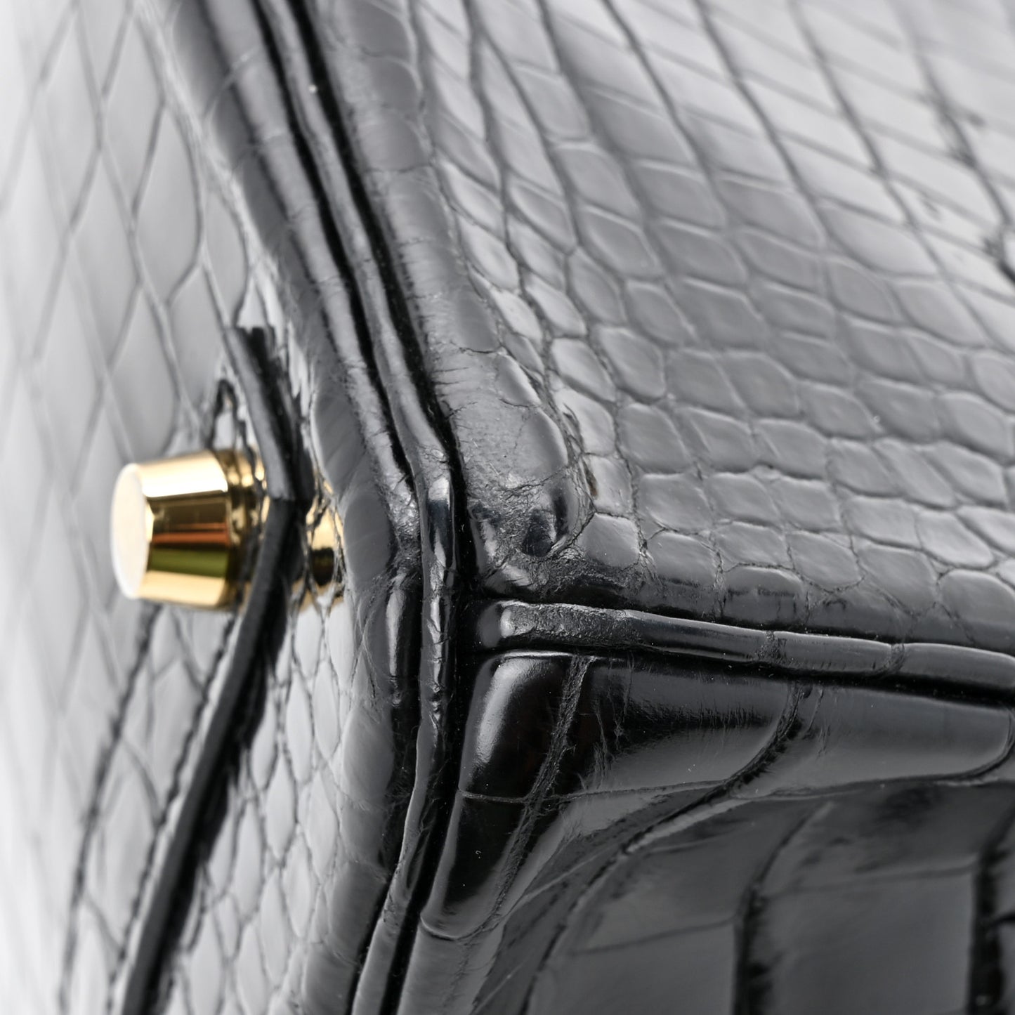 Shiny Porosus Crocodile Birkin 30 Black