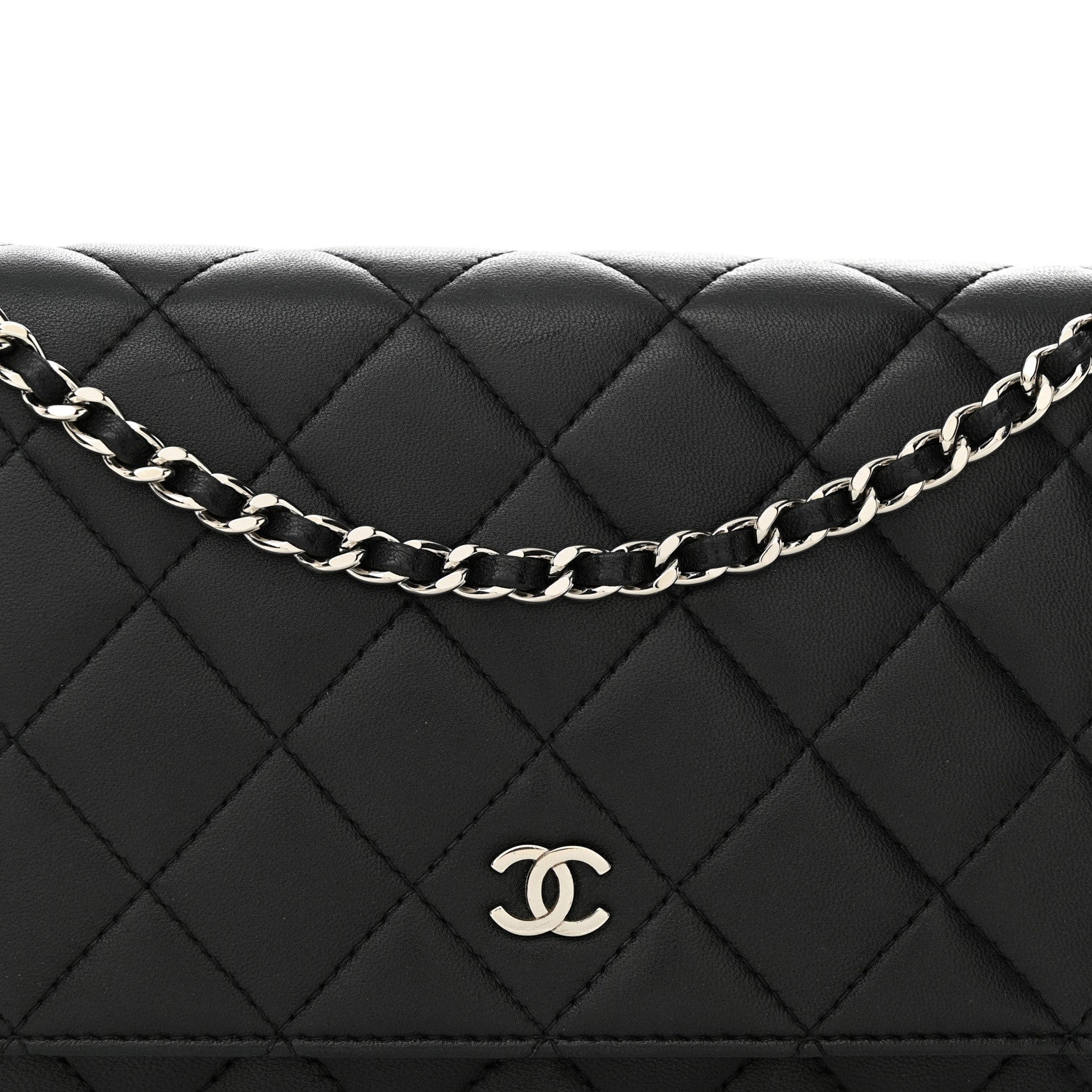Chanel Lambskin Quilted Wallet On Chain WOC Black 9 of 13