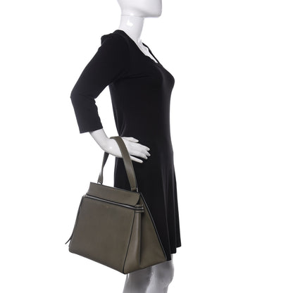 Celine Calfskin Medium Edge Shoulder Bag Khaki 2 of 9