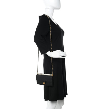 Chanel Lambskin Quilted Chic Pearls Clutch With Chain Black 2 of 14