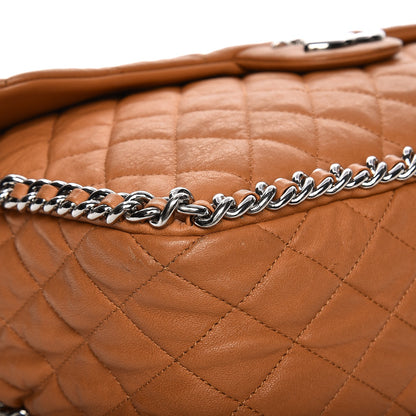 Chanel Washed Lambskin Chain Around Maxi Flap Bag Dark Beige 15 of 18