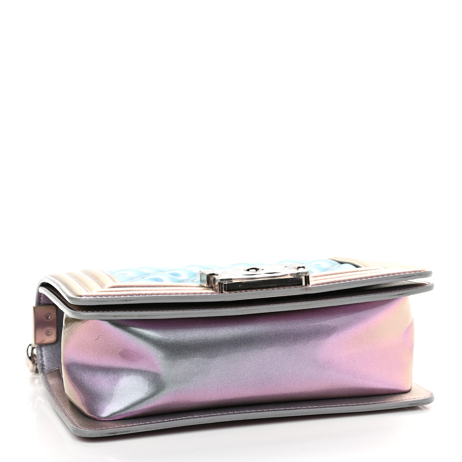 Chanel Iridescent Patent Calfskin PVC Quilted Small Boy Flap Light Purple 4 of 11