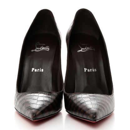 Christian Louboutin Calfskin Crocodile Embossed Kate 100 Pumps 38.5 Expresso 2 of 8