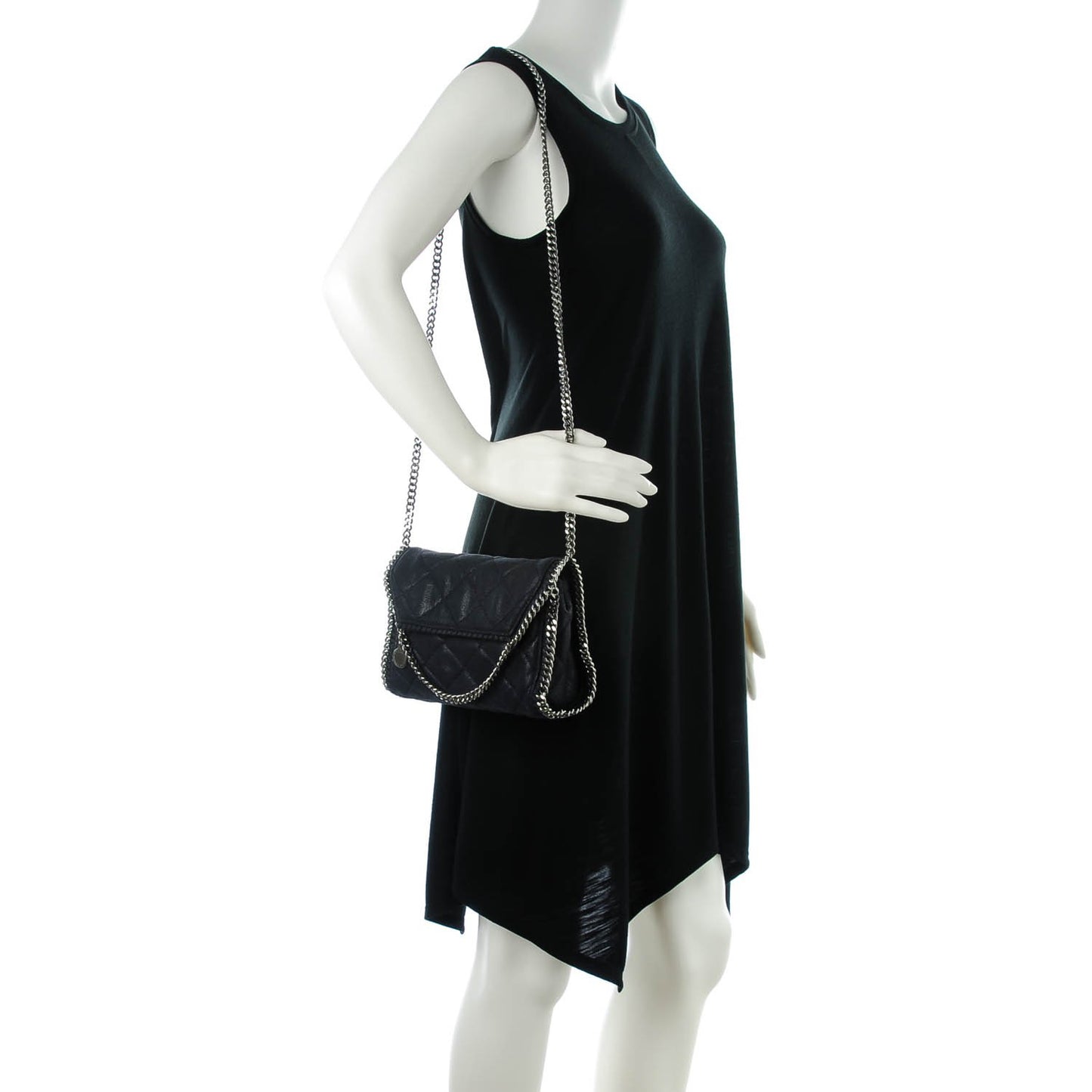 Shaggy Deer Quilted Mini Falabella Shoulder Bag Black