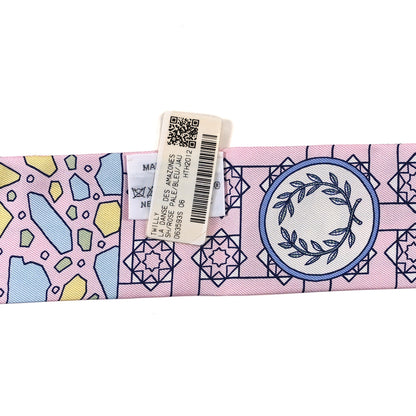 Hermes Silk La Danse Des Amazones Twilly Rose Pale Bleu Jaune 3 of 3