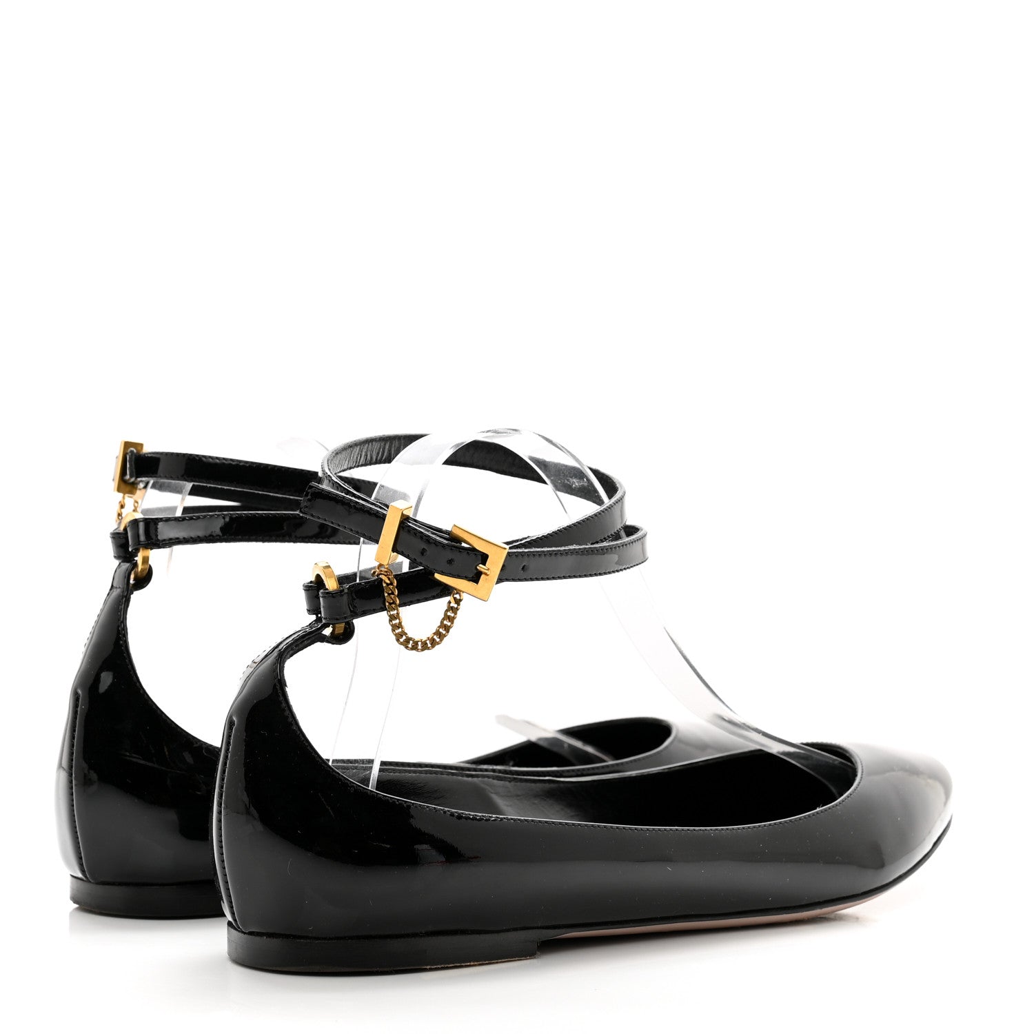 Valentino Garavani Patent Ballerina Ankle Strap Flats 41 Black 4 of 9