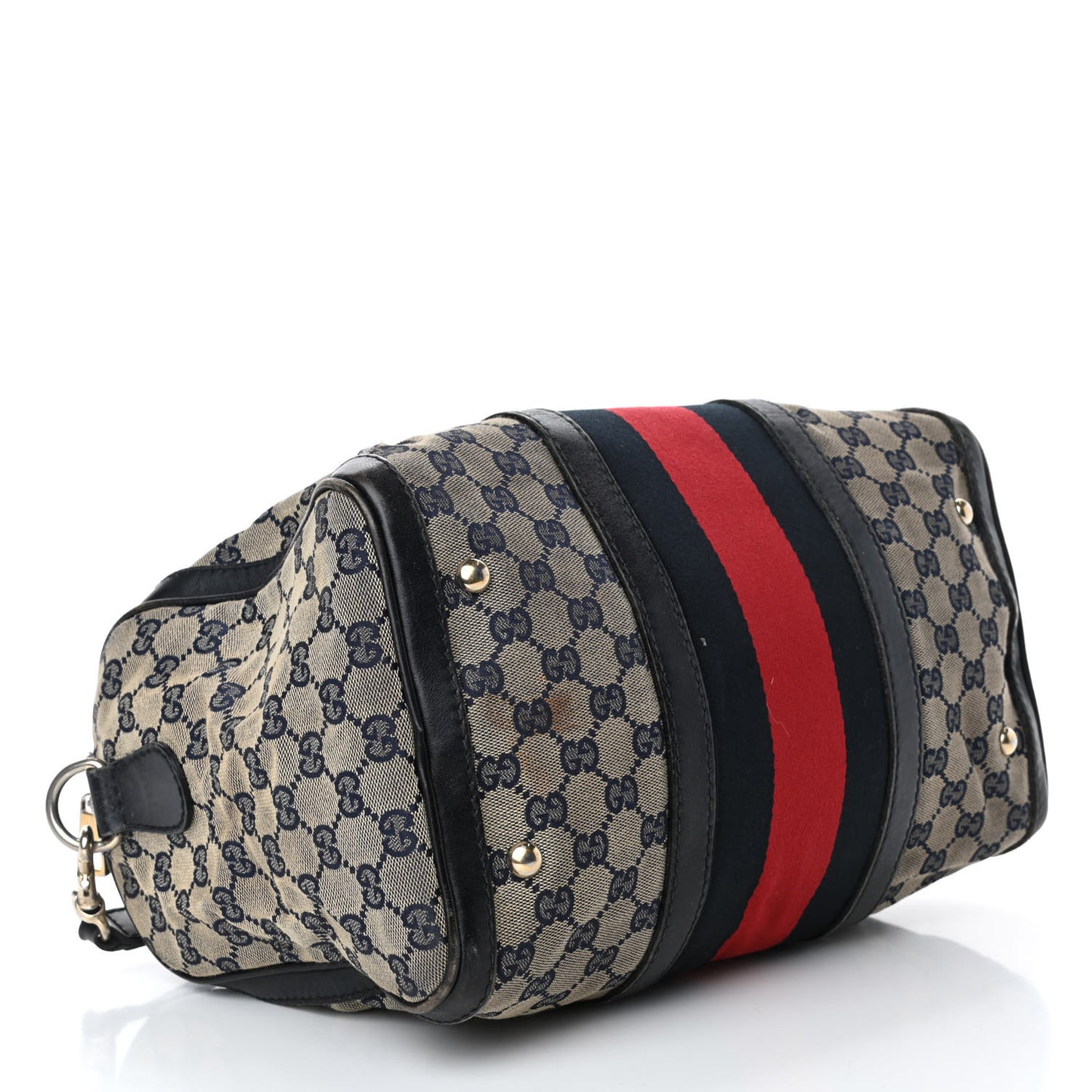 Monogram Selleria Calfskin Vintage Web Medium Boston Beige Blue
