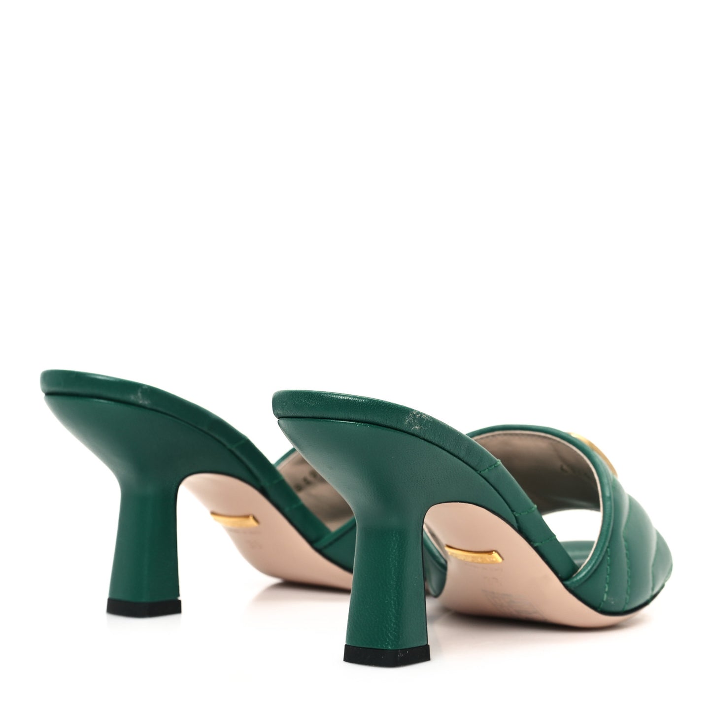 Nappa Matelasse GG Marmont 75mm Slide Sandals 36 Emerald